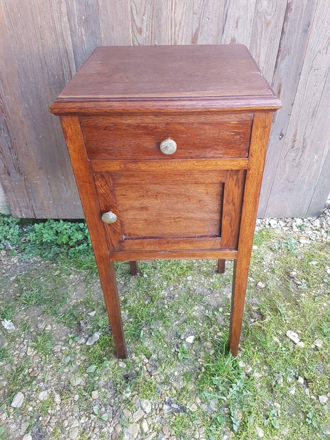 Old bedside table wooden nightstand drawer + case vintage