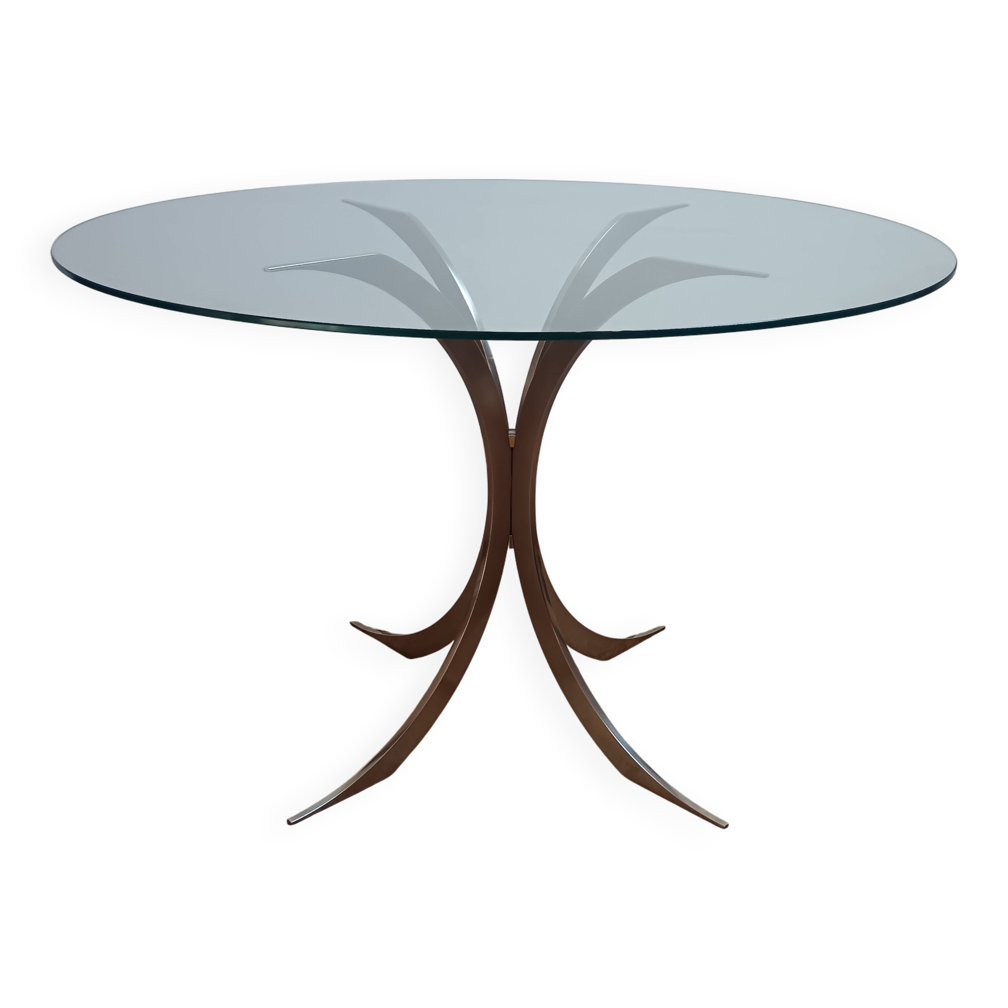 Rare 1970s round glass table