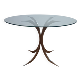 Table ronde en verre rare des années 1970