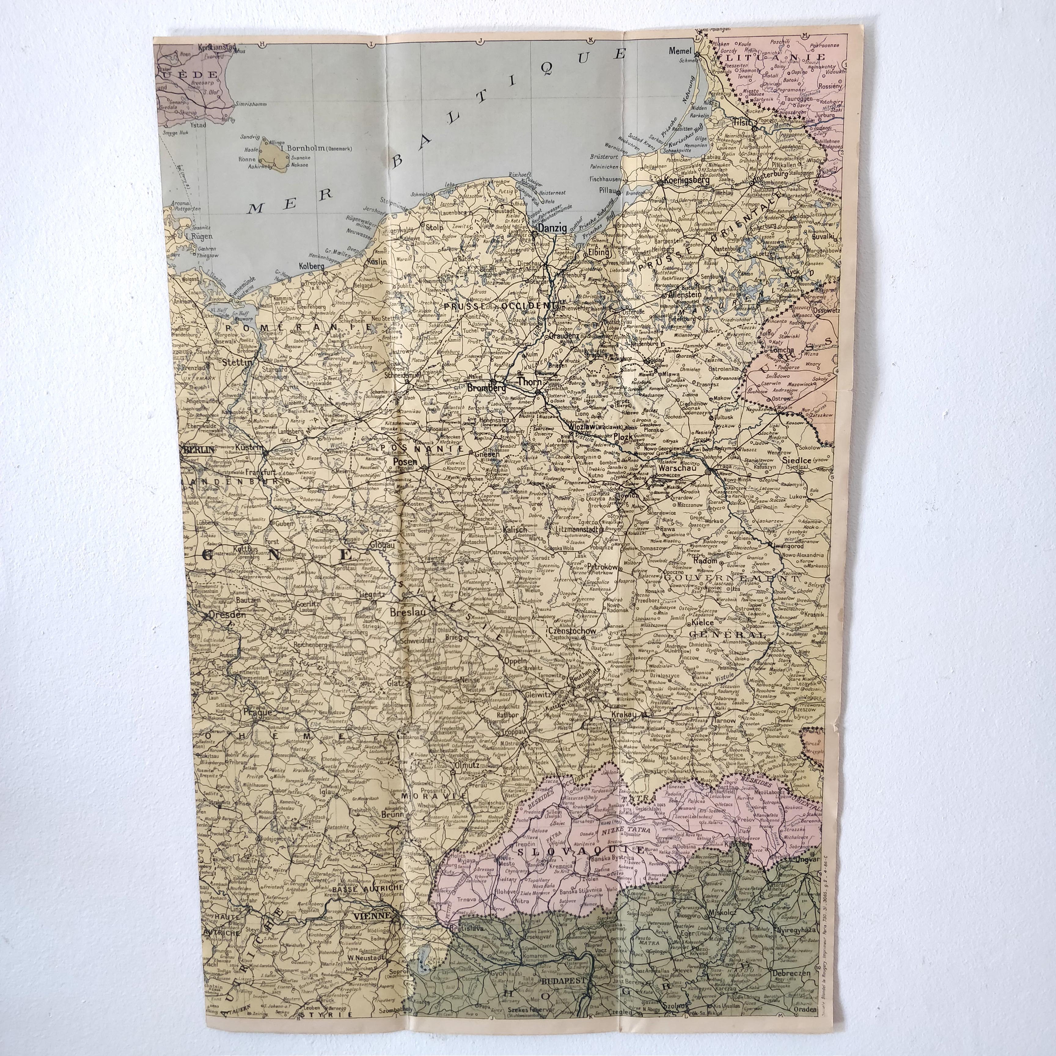 Old Germany map 49x32cm edition Blondel 1943