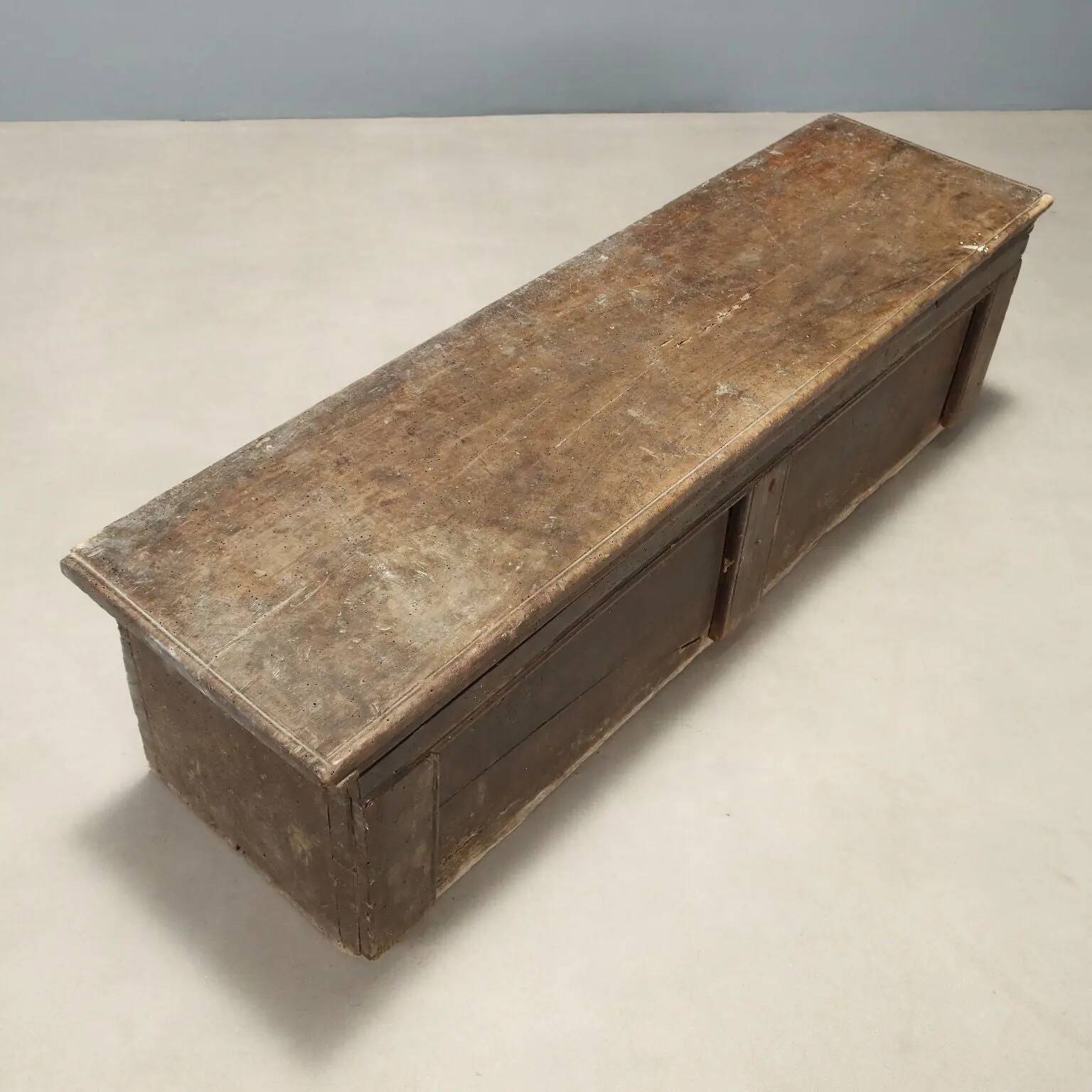 Antique walnut chest with a hinged lid, Italy, 17th century.