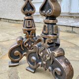 Vintage solid brass and steel chenets