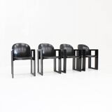 Chaises de salle à manger en cuir noir Dialogo par Afra et Tobia Scarpa pour B&B Italia