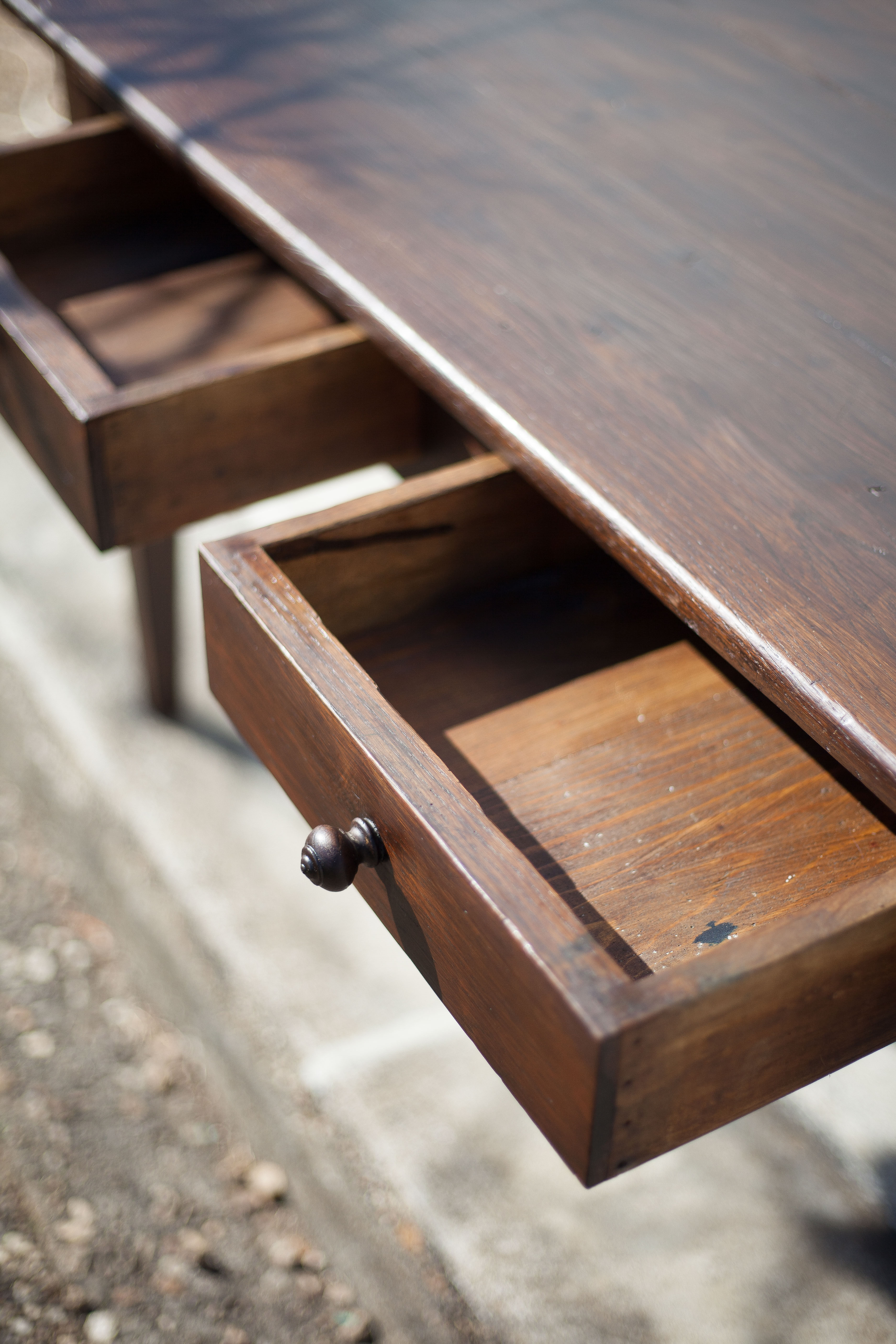 Farm table pear wood, old wood table, table 2 drawers, kitchen, countryside, chalet