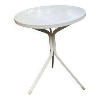 Table de bistrot ronde tripode blanche en acier 60cm