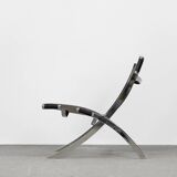 Vintage minimalist chair in Italian leather, 1980s.