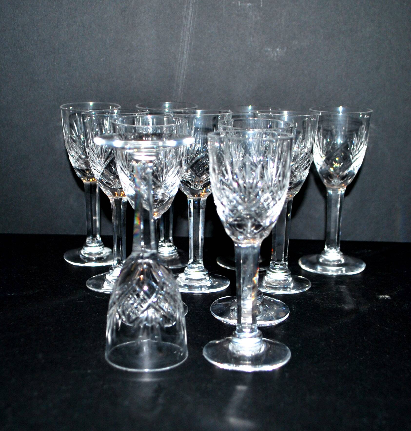 Set of 11 junon liqueur glasses cristallerie lorraine lemberg dlg chantilly saint-louis