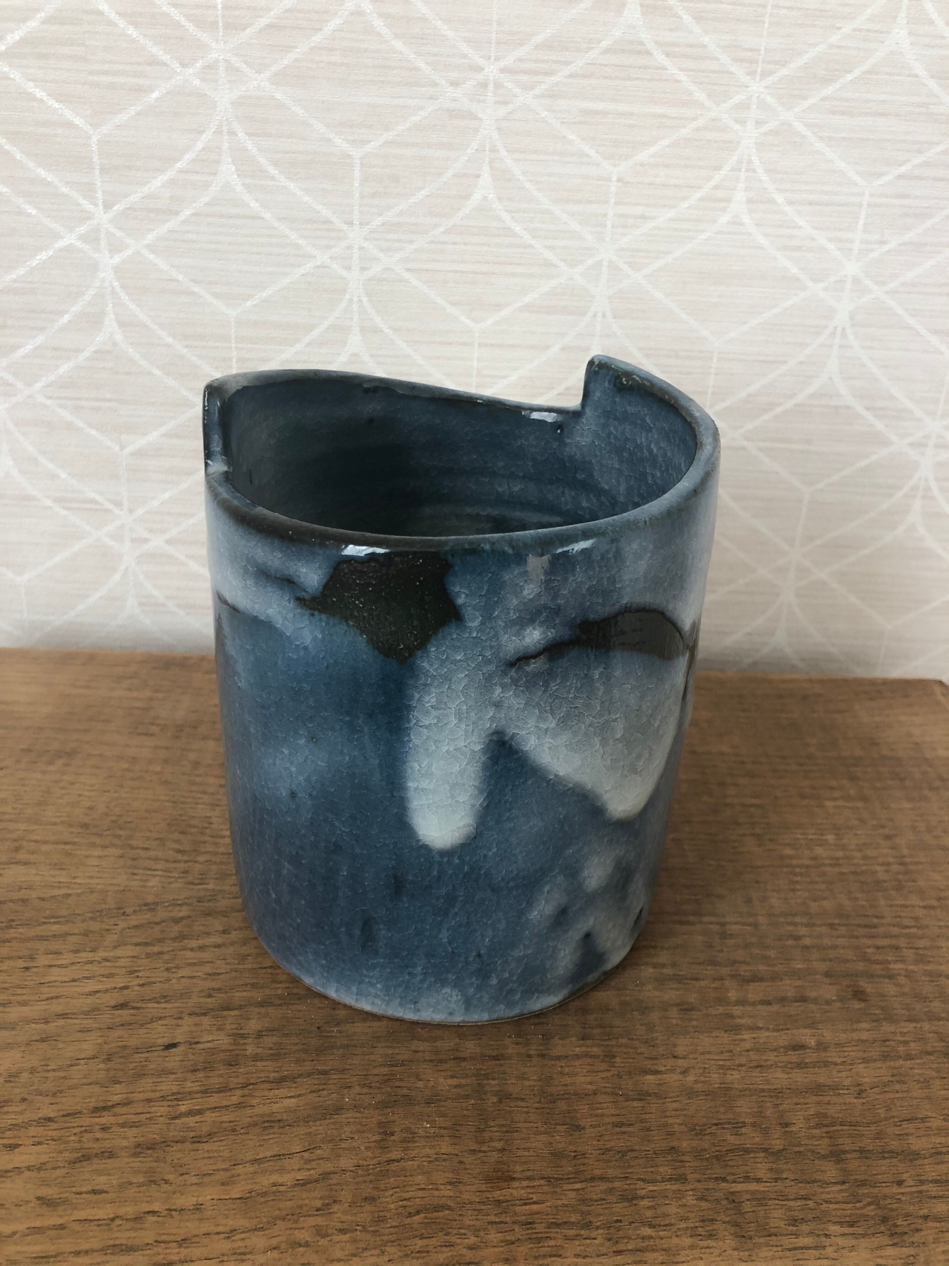 Vintage blue vase in varnished sandstone