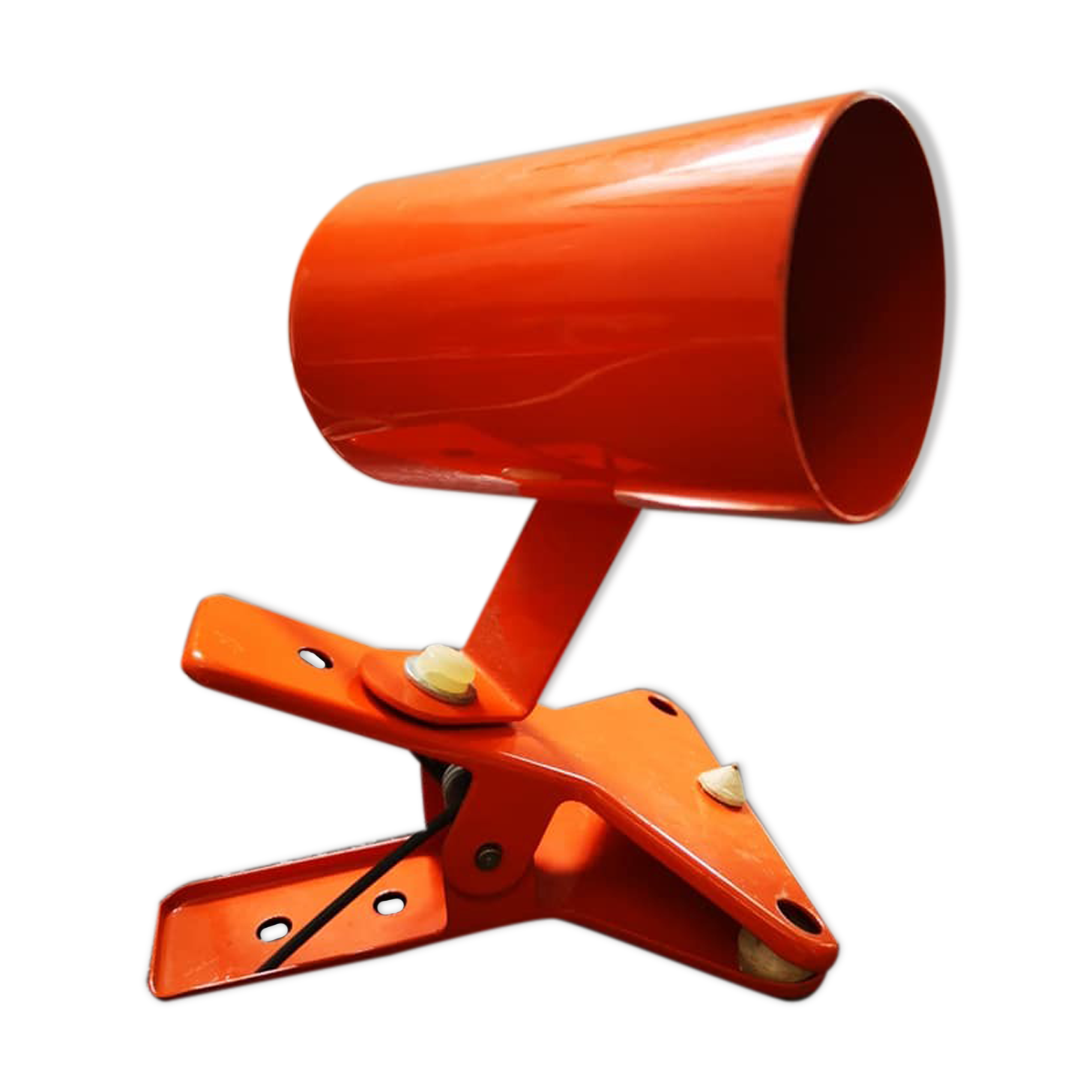 Lampe spot à pince orange 100% 1970 vintage