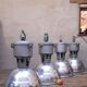 Lot de 4 suspensions industrielles XX°