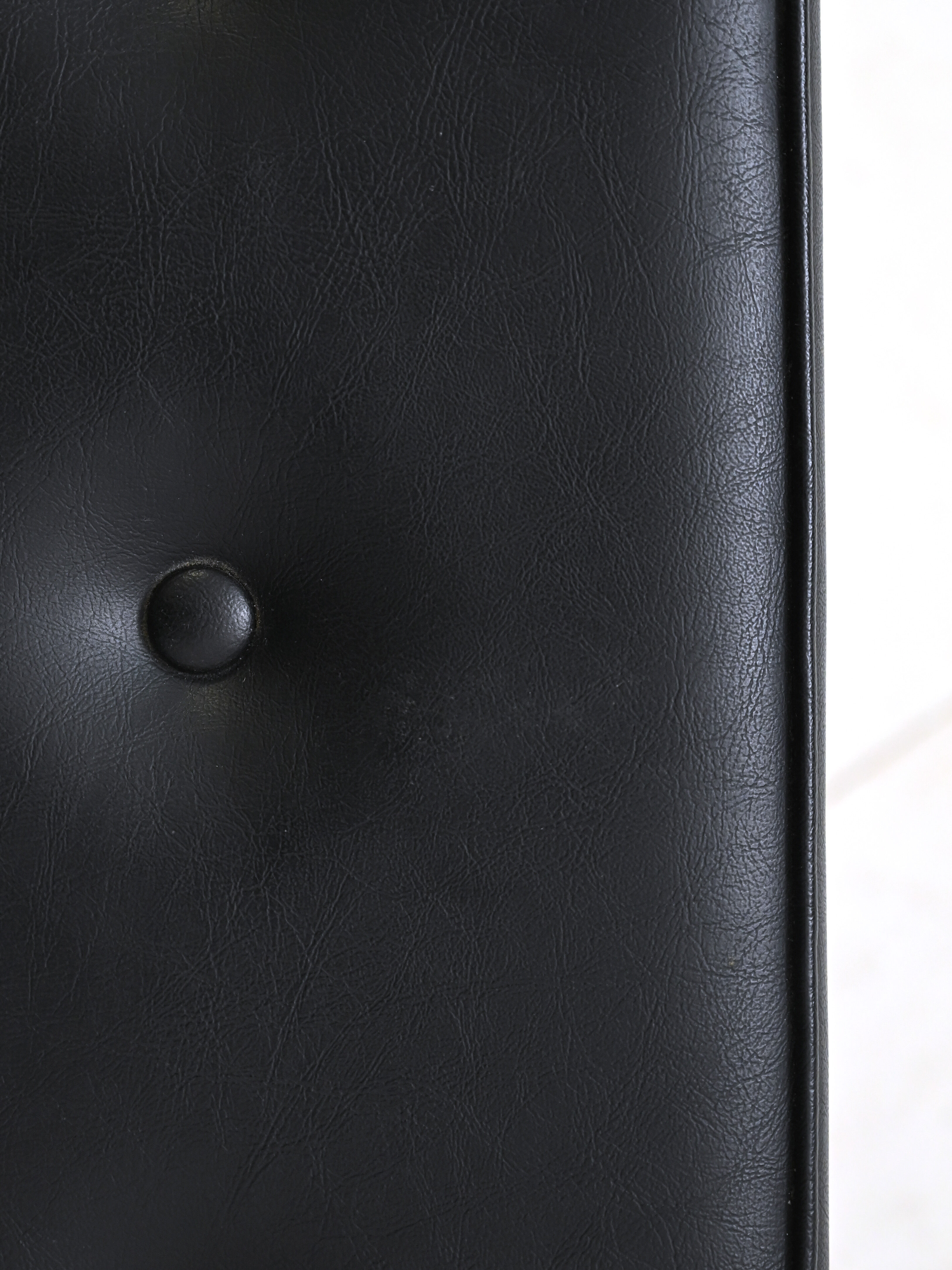 Vintage rosewood pouf with faux leather seat