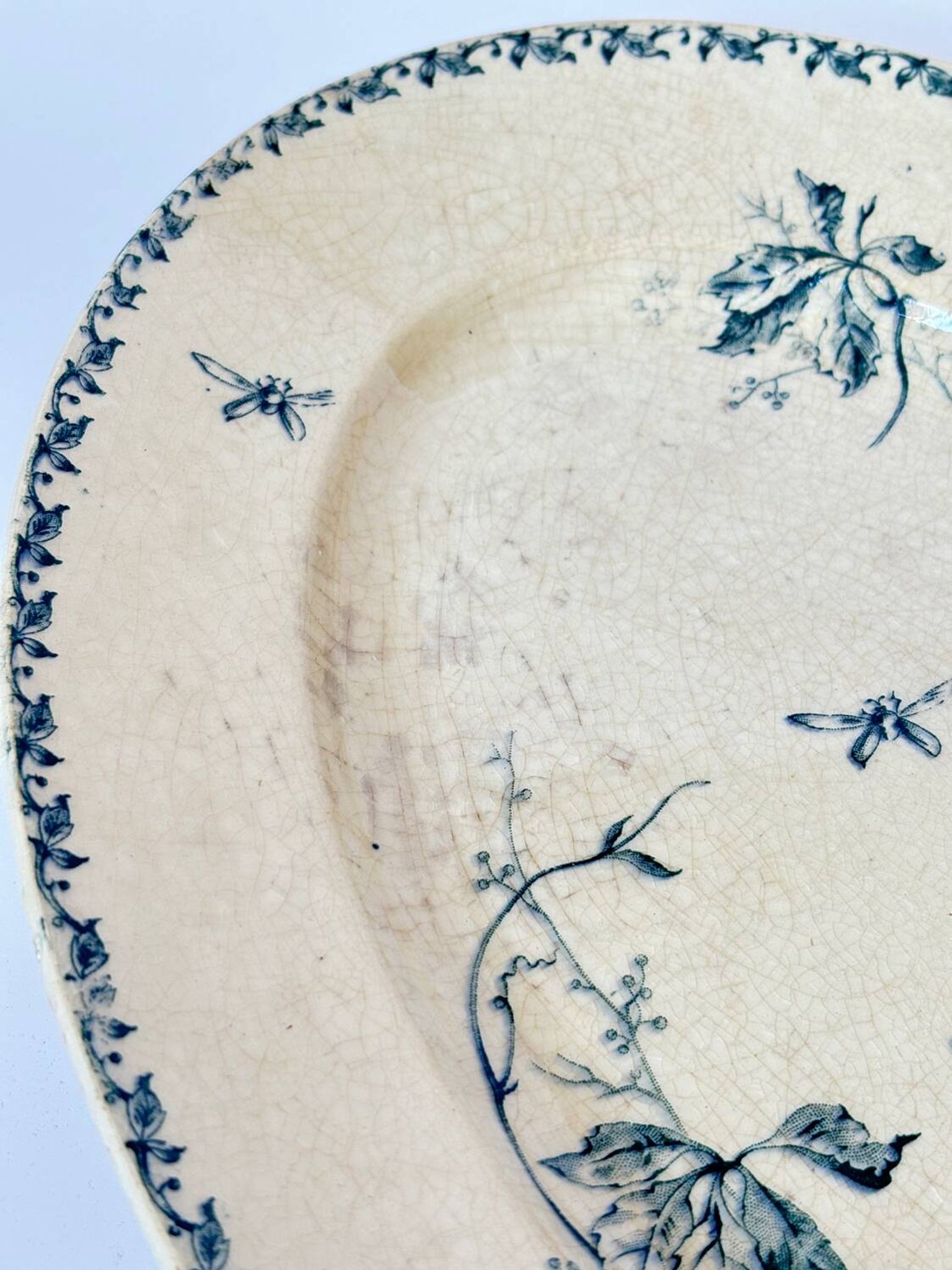 Large oval iron earth dish Gien