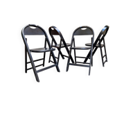 Tric Folding Chairs in Black Lacquered Wood by Achille and Pier Giacomo Castiglioni for BBB Bonacina, 1970s, Set of 4