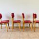 Set of 4 vintage chairs in oak and skai 1970