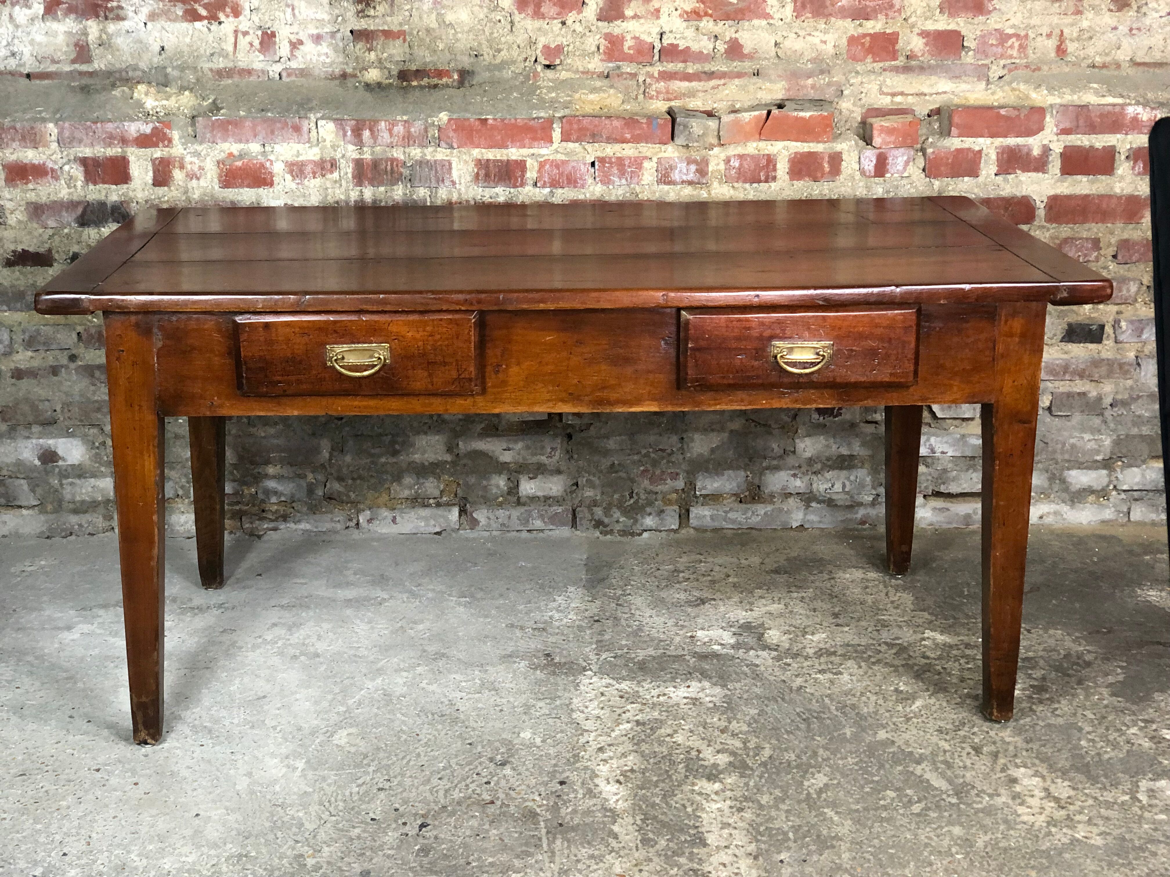 Dark walnut farmhouse table 1900s