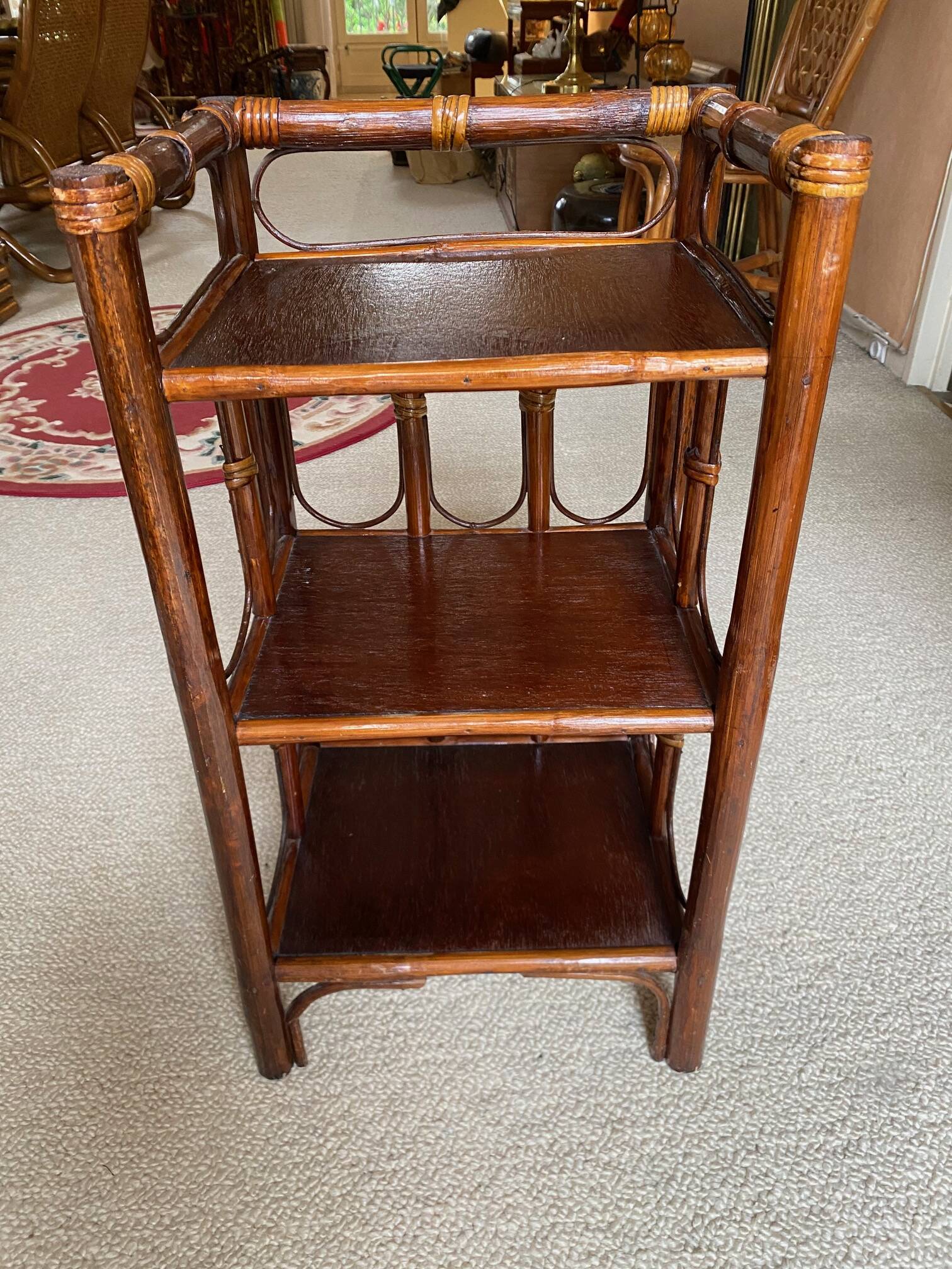 Cane bedside table - vintage