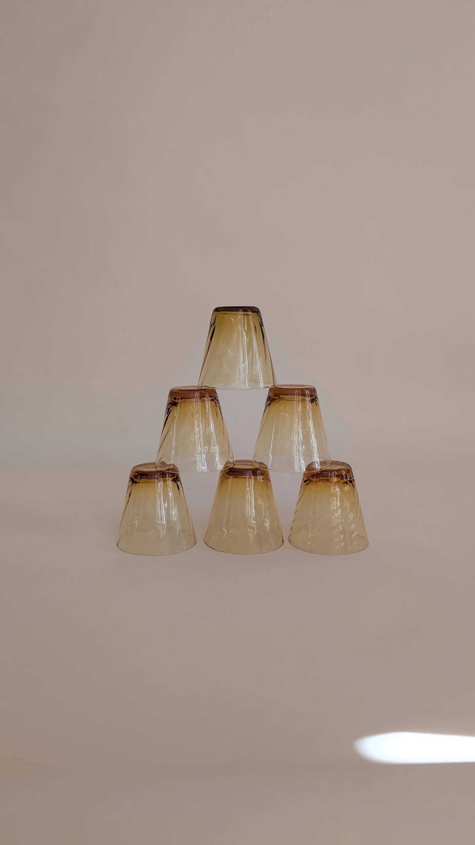 Set of 6 amber glasses