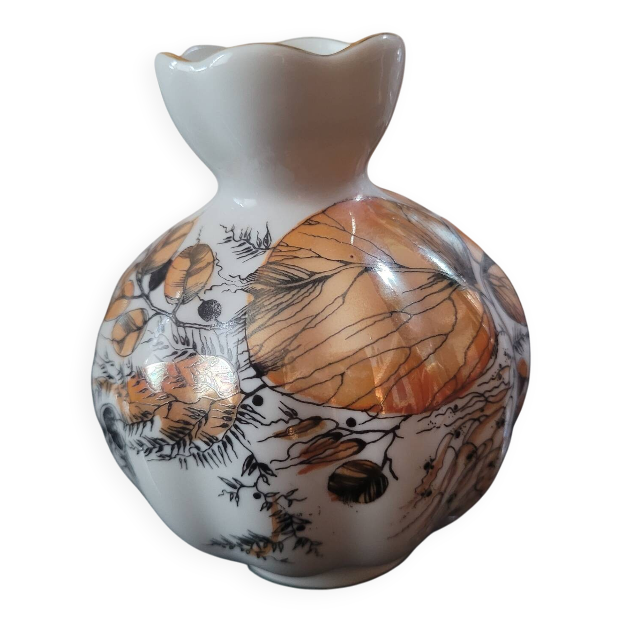 Vase en porcelaine Lomonossov dorée, Russie années 1950-70
