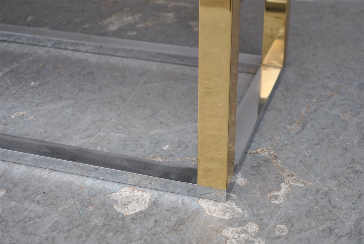 Stainless steel and gold vintage coffee table tray lacquer 1970s