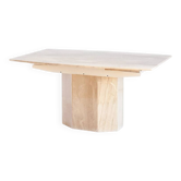 Table à manger vintage avec rallonges en travertin. Italie, années 90