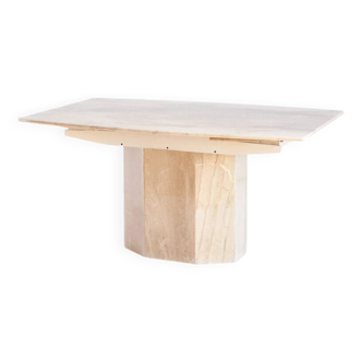 Table à manger vintage avec rallonges en travertin. Italie, années 90