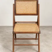 Vintage folding chair in wood and cane – 1960s/70s