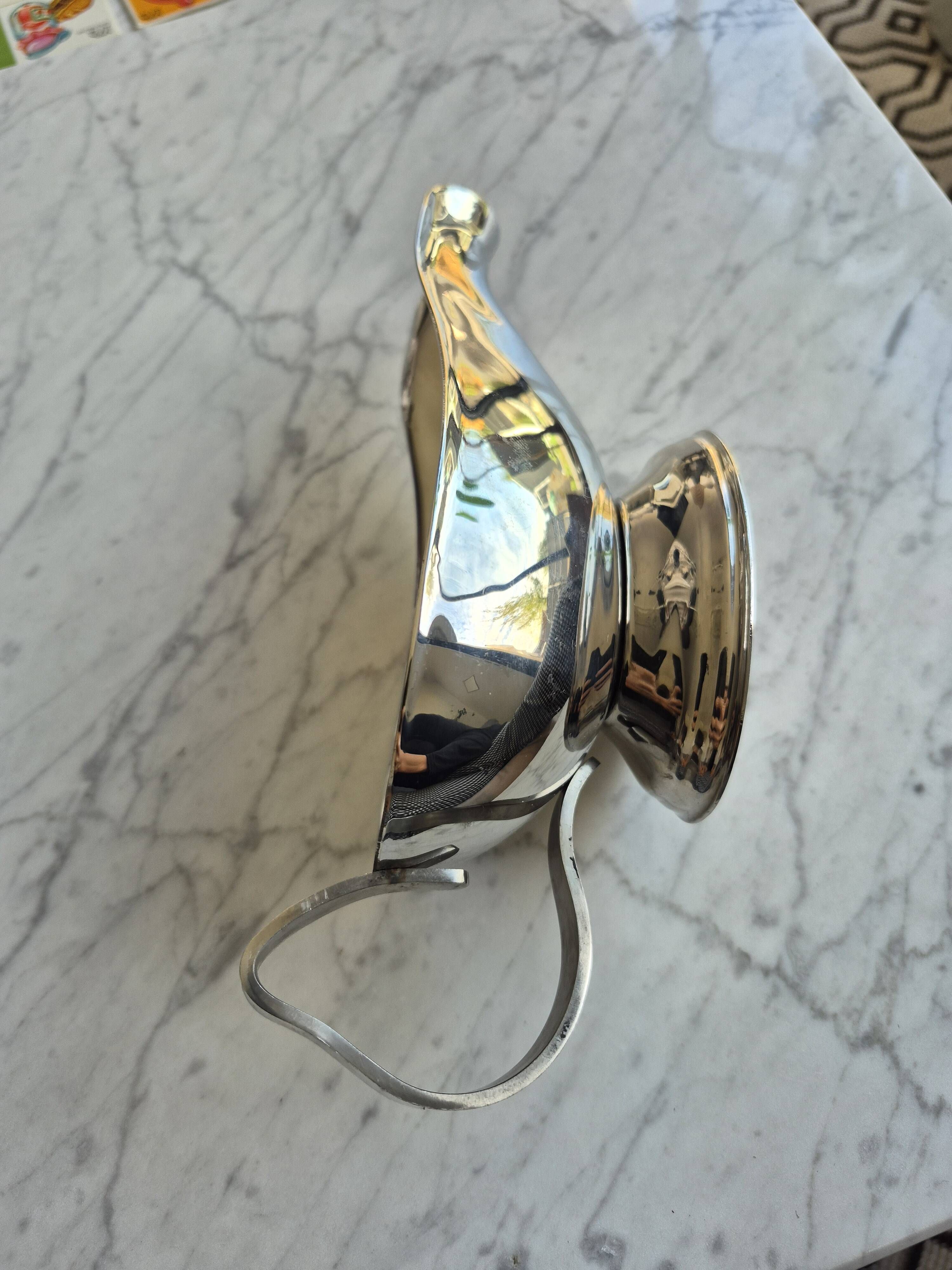 Vintage sauce boat on pedestal Guy Degrenne – 18/10 stainless steel shiny