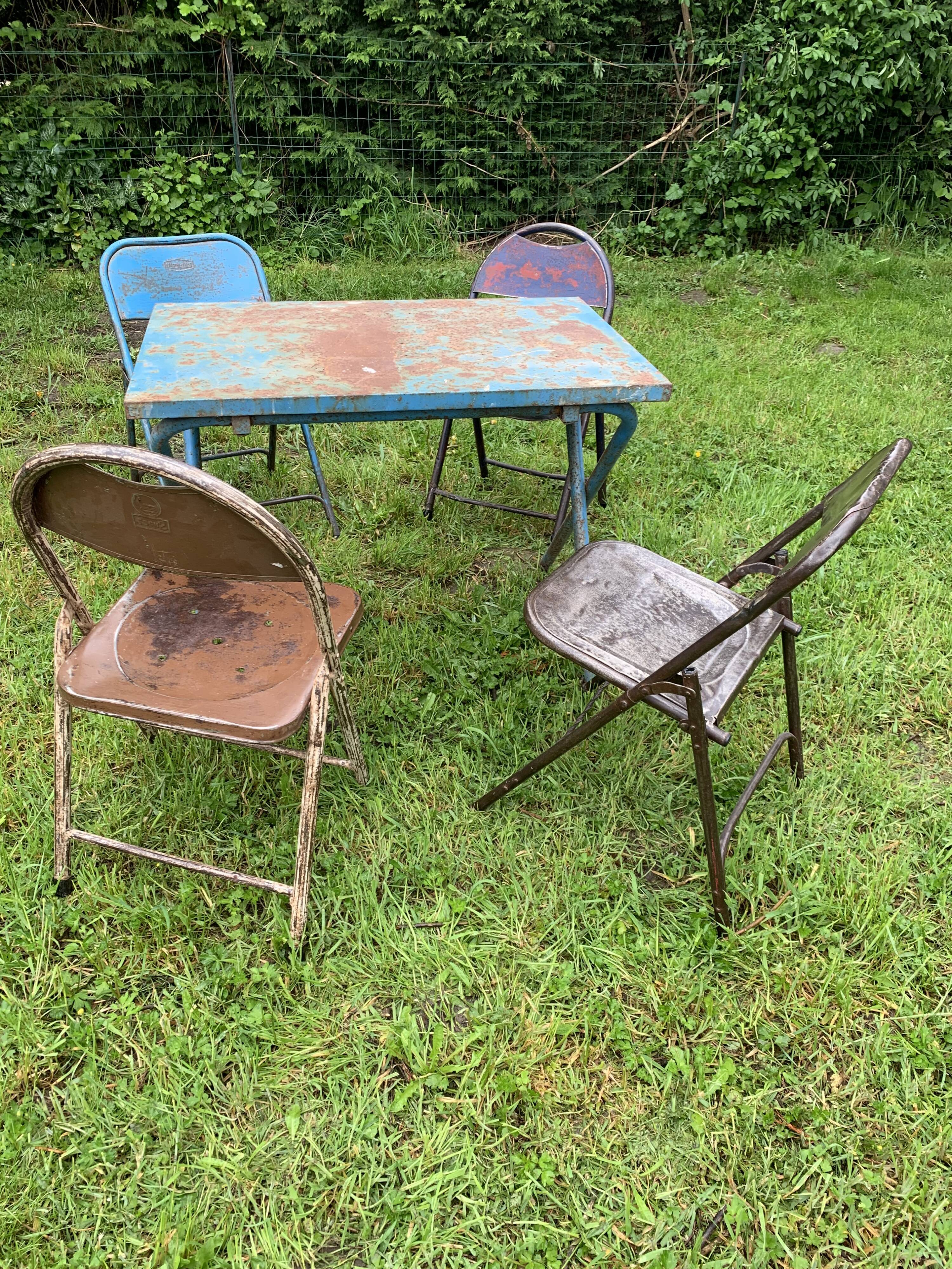 Folding metal chairs