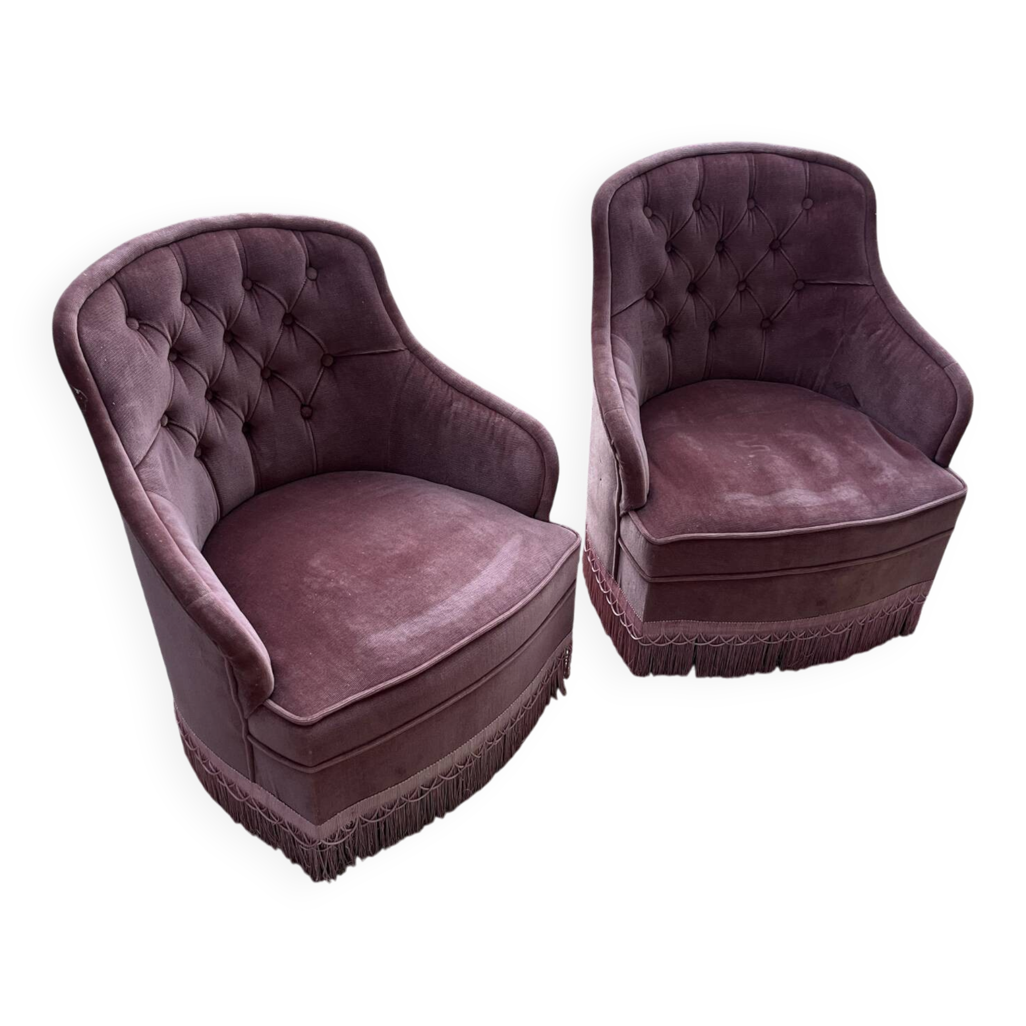 Lot de 2 fauteuils crapaud vintage 