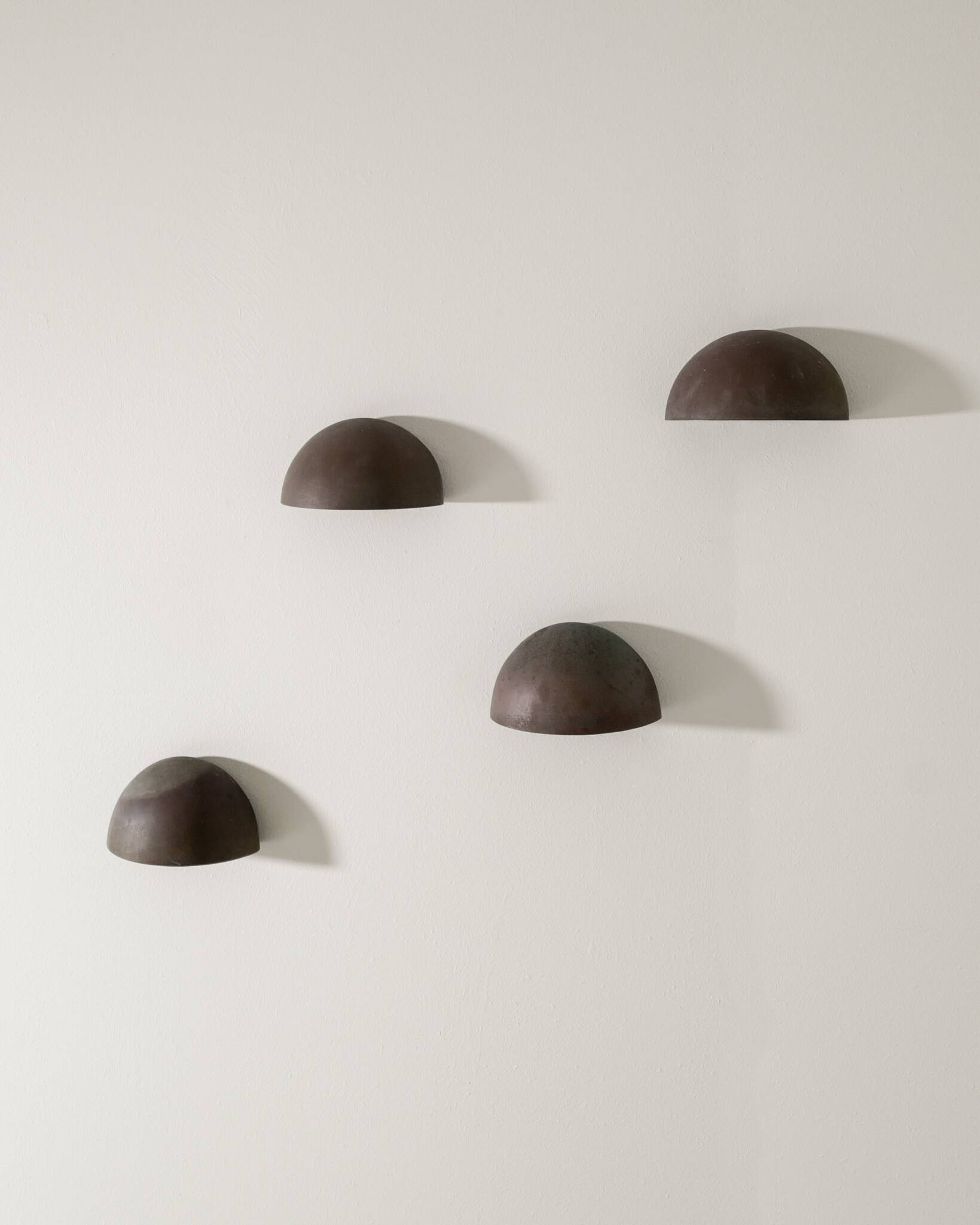 Set of Four Round Vintage Danish Copper Wall Sconces Lamps, 1960s