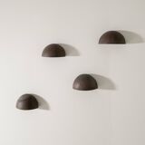 Set of Four Round Vintage Danish Copper Wall Sconces Lamps, 1960s