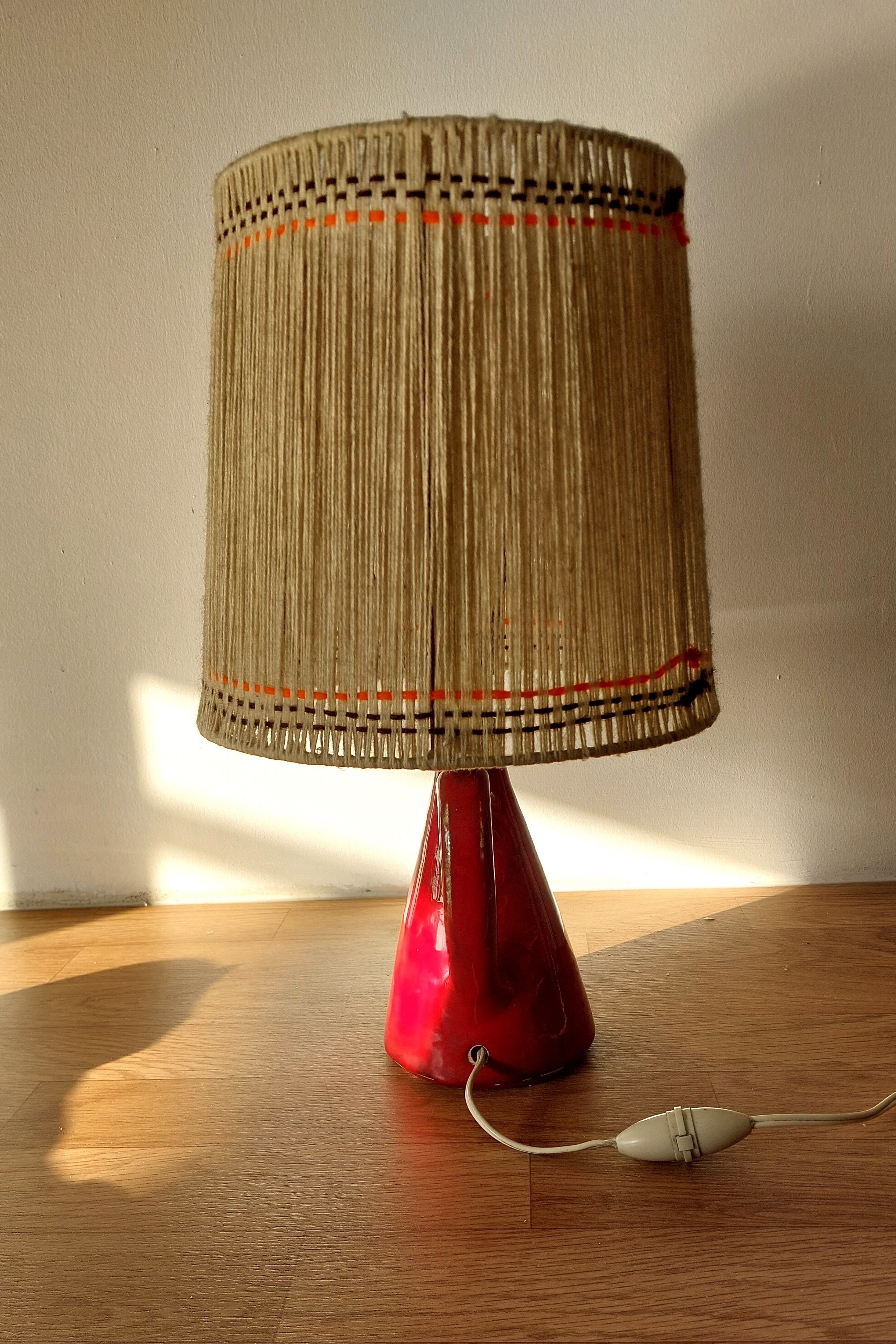 Red ceramic lamp 1950/1960.