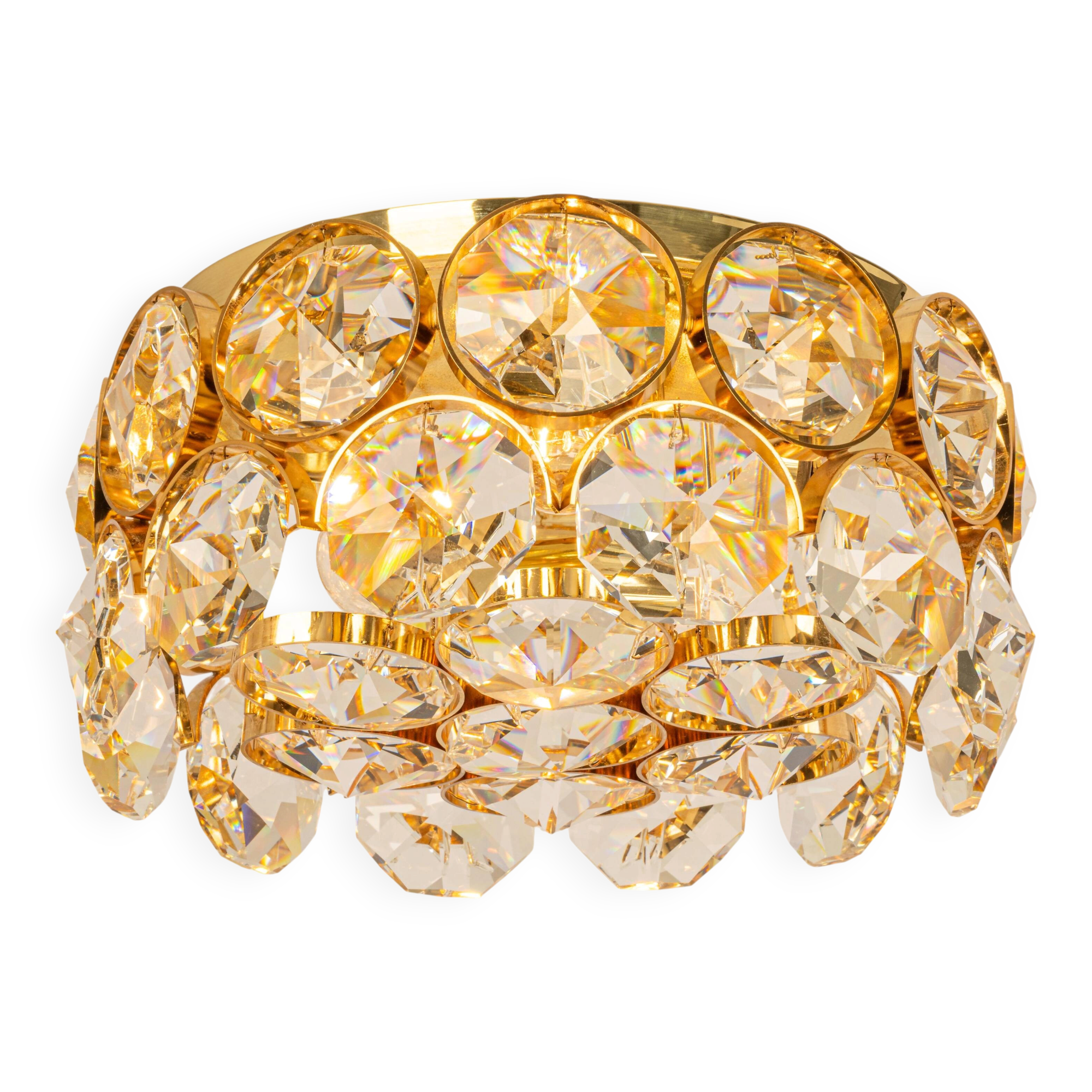 Recessed ceiling lamp, crystal glass design Palwa, Germany, 1970s
