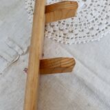 Vintage pine wall coat rack with 3 hooks
