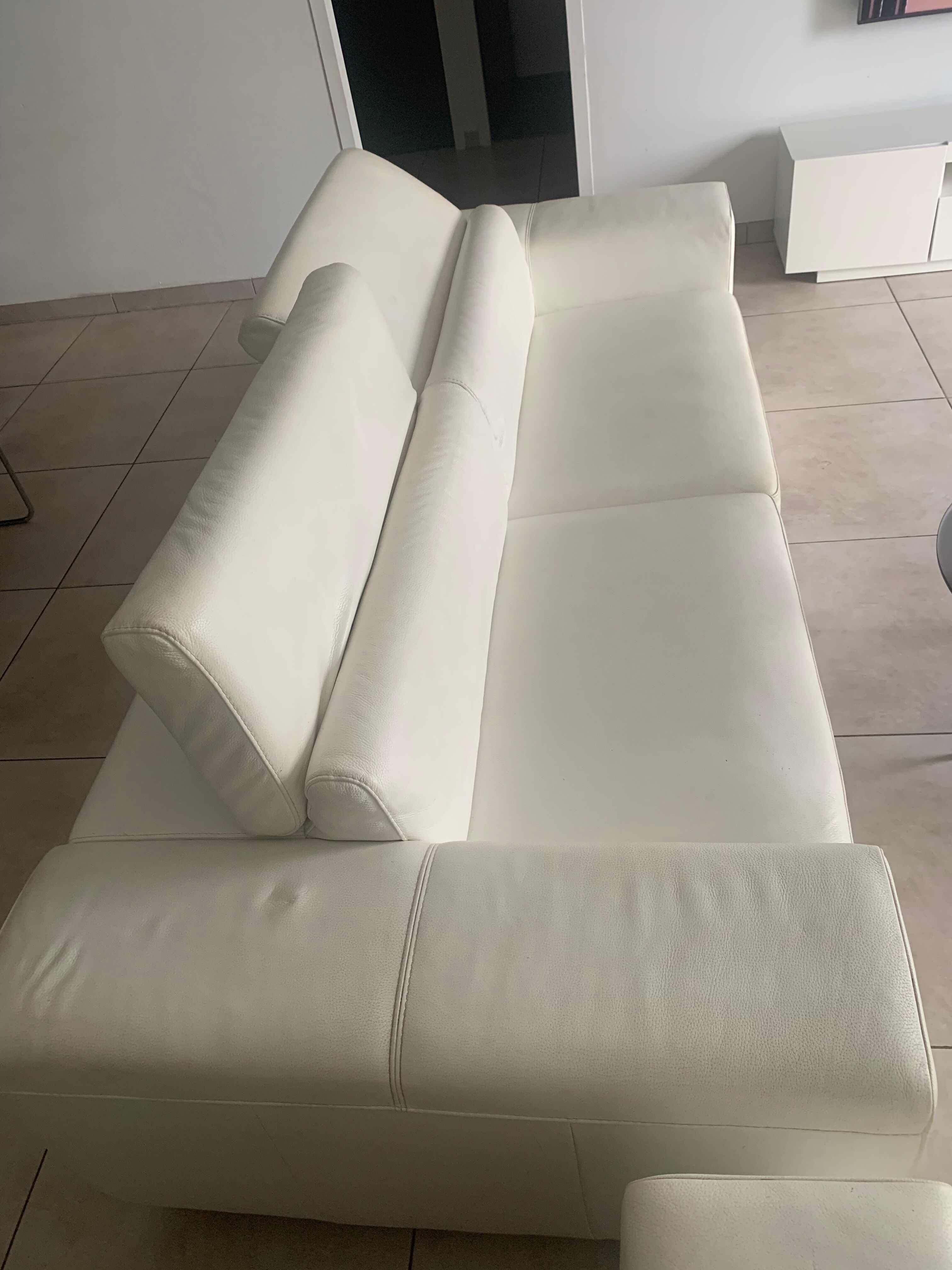 White leather sofa