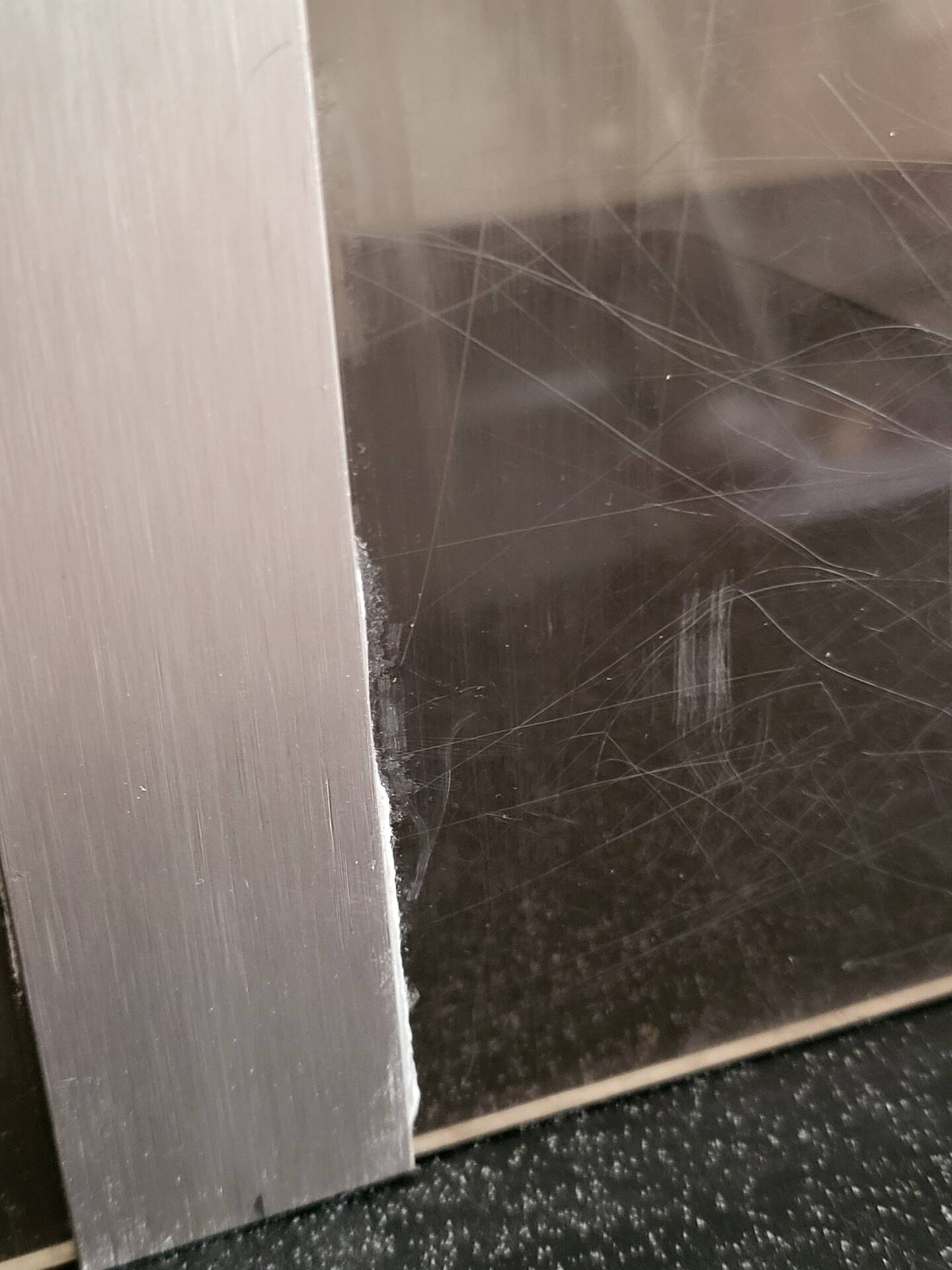 Rectangular piece of furniture or coffee table in smoked plexiglass by Michel Dumas.