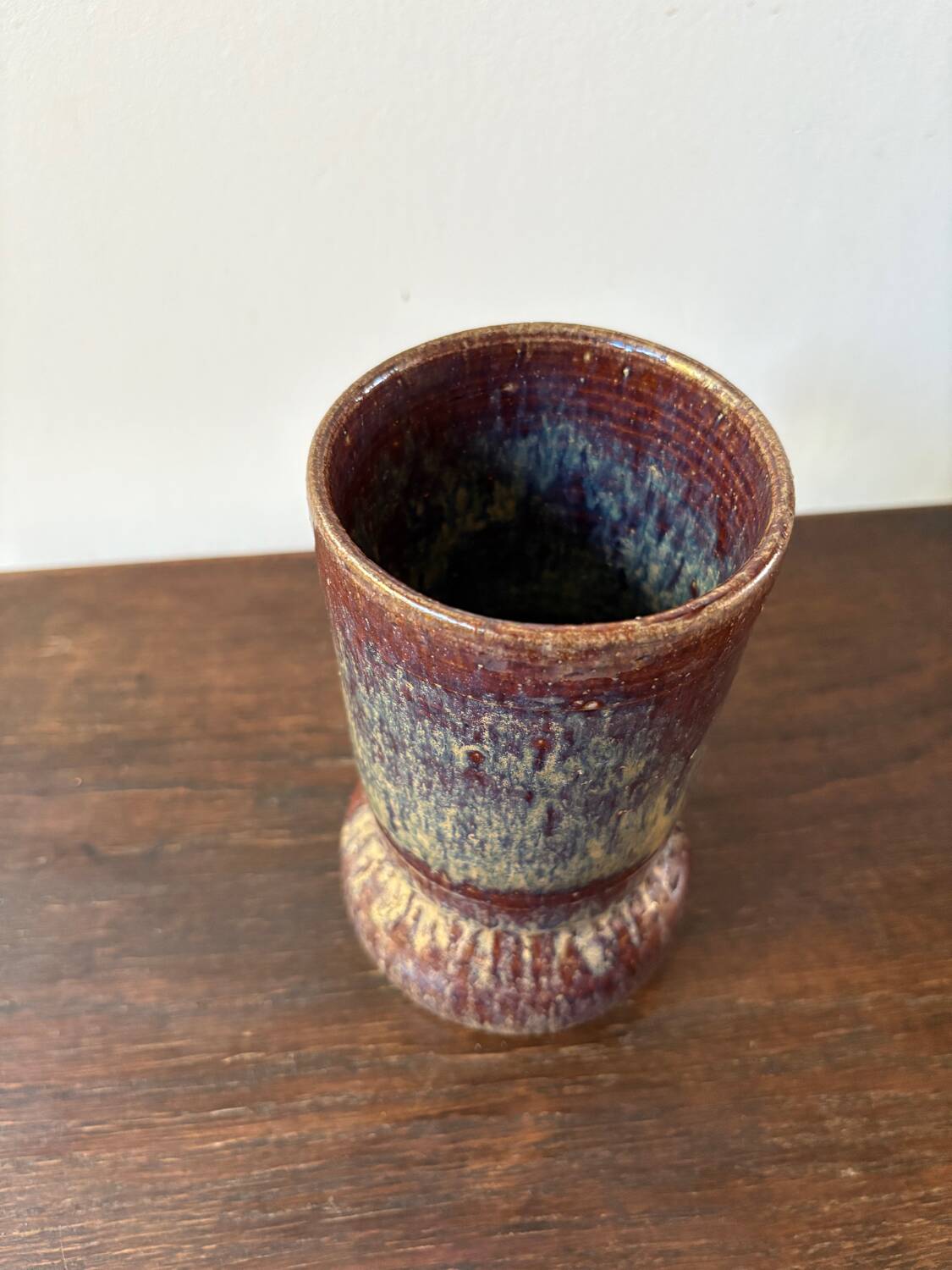 Vintage ceramic vase sign blue purple