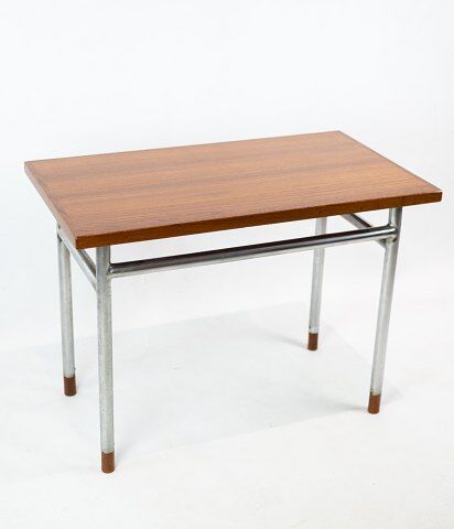 Coffee table in teak and legs in metal, designed by Hans J. Wegner, 1960s