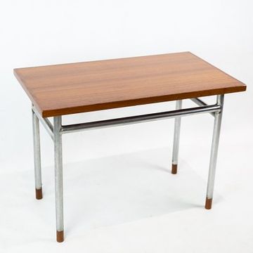 Coffee table in teak and legs in metal, designed by Hans J. Wegner, 1960s