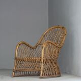 Fauteuil en rotin Gervasoni, années 1960
