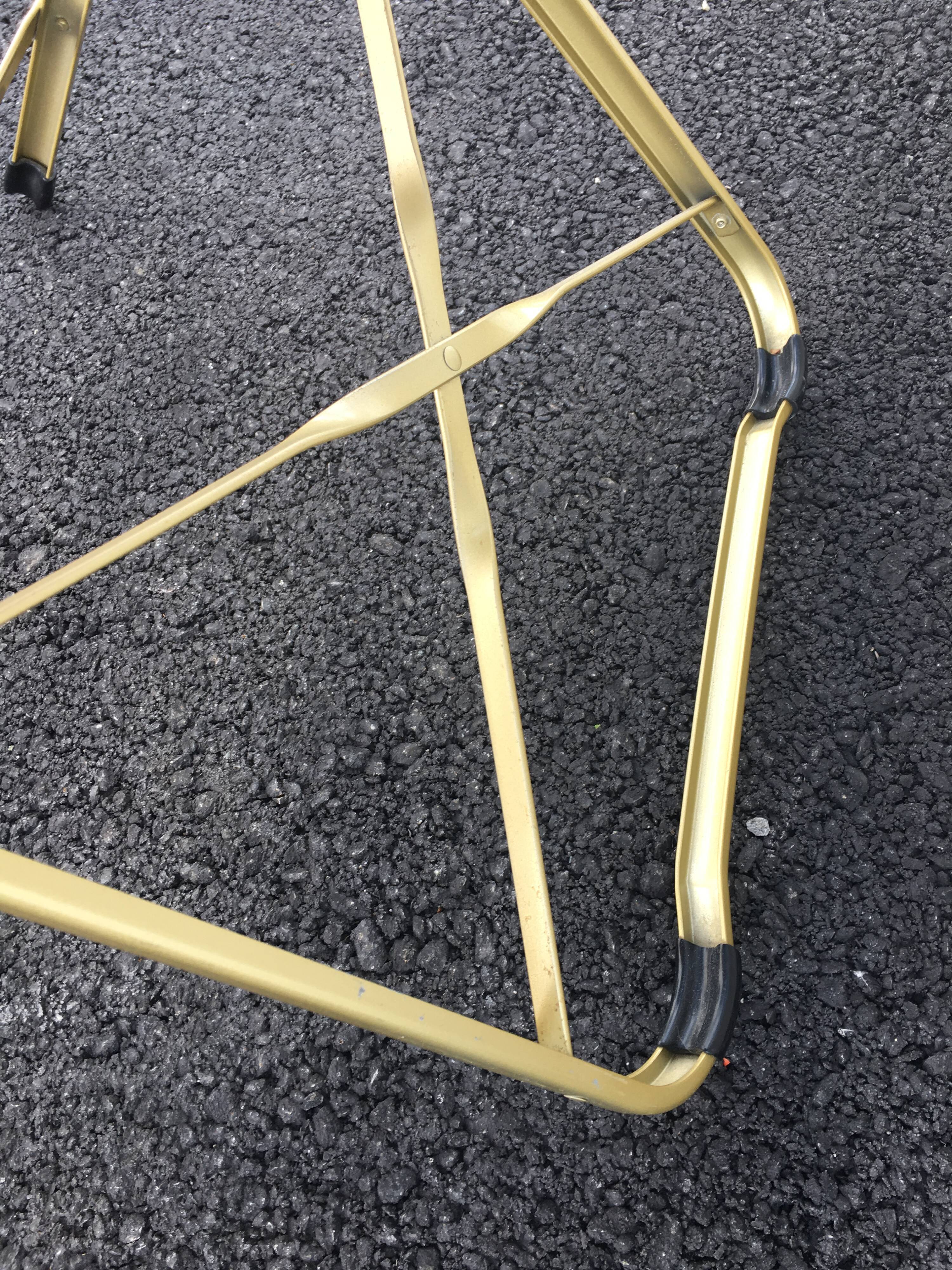 Lot of 4 golden folding chairs green velvet