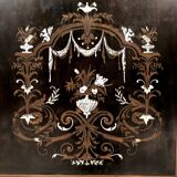 Napoleon III bookcase, blackened wood inlaid with brass, ivory and mother-of-pearl