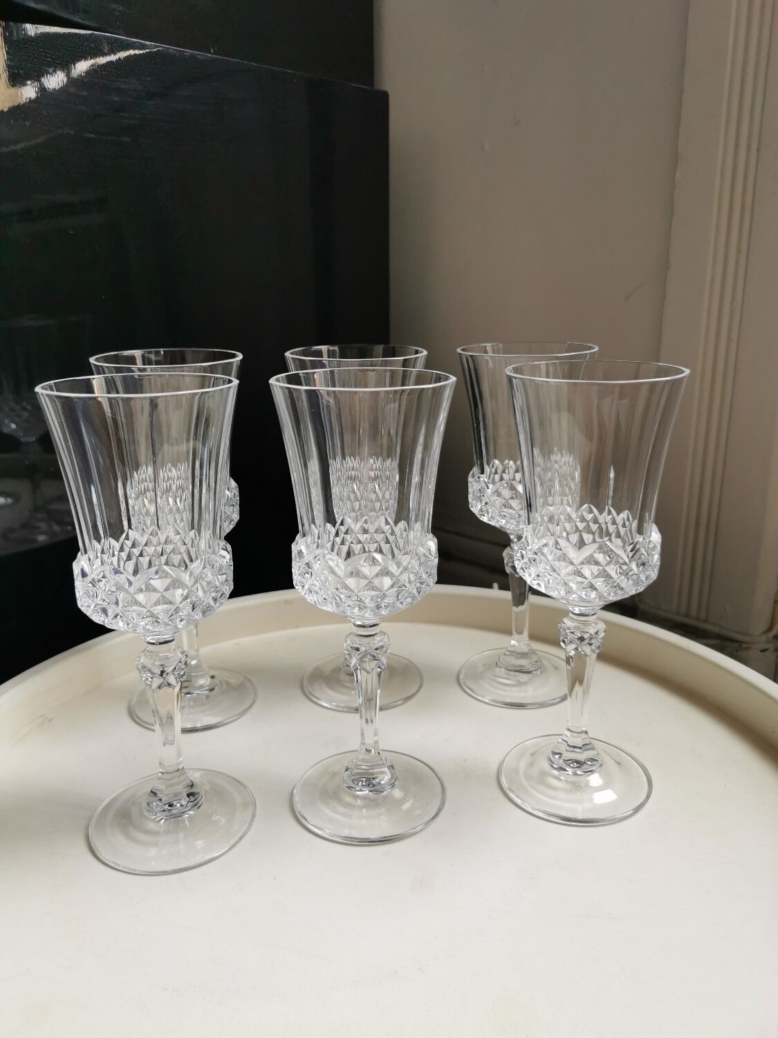6 Cristal d Arques stemmed glasses