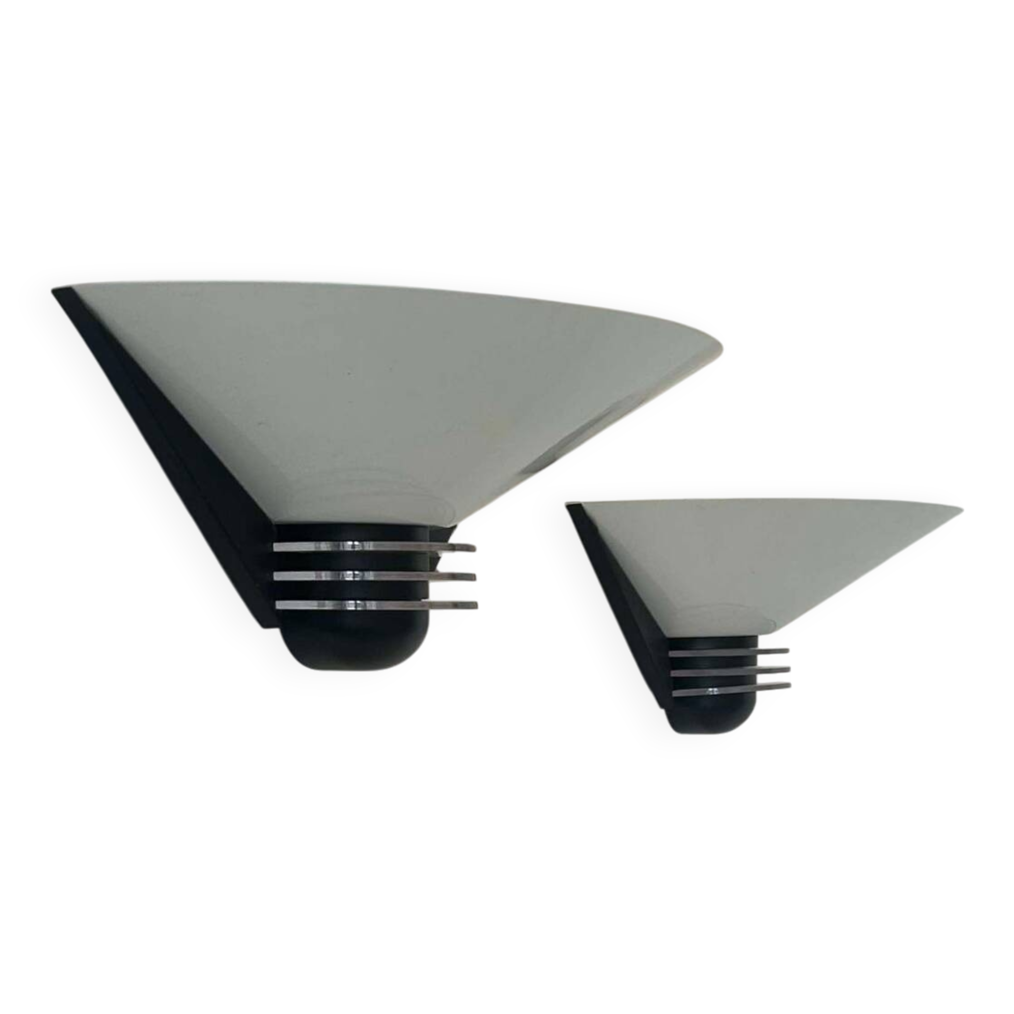 Pair of vintage wall lights, white lacquered metal, France 1980