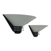 Pair of vintage wall lights, white lacquered metal, France 1980