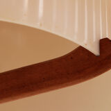 Vintage Temde Hanging Lamp with Teak and Raffia 1960s Germany.