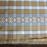 Beige vintage checkered rectangular tablecloth