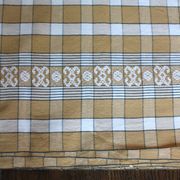 Nappe rectangulaire vintage beige à carreaux