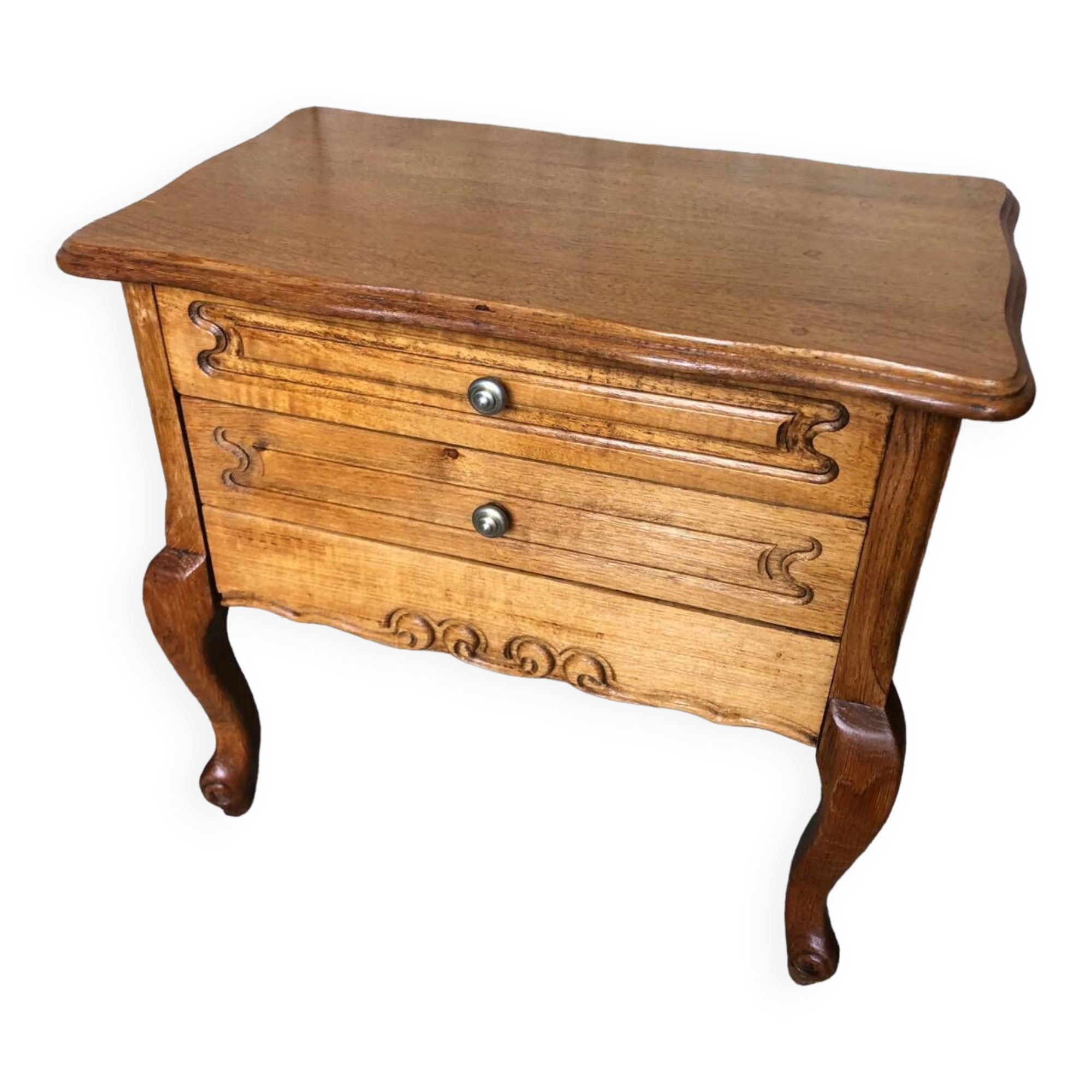 Old worker louis xv style commode vintage wood drawers #a634
