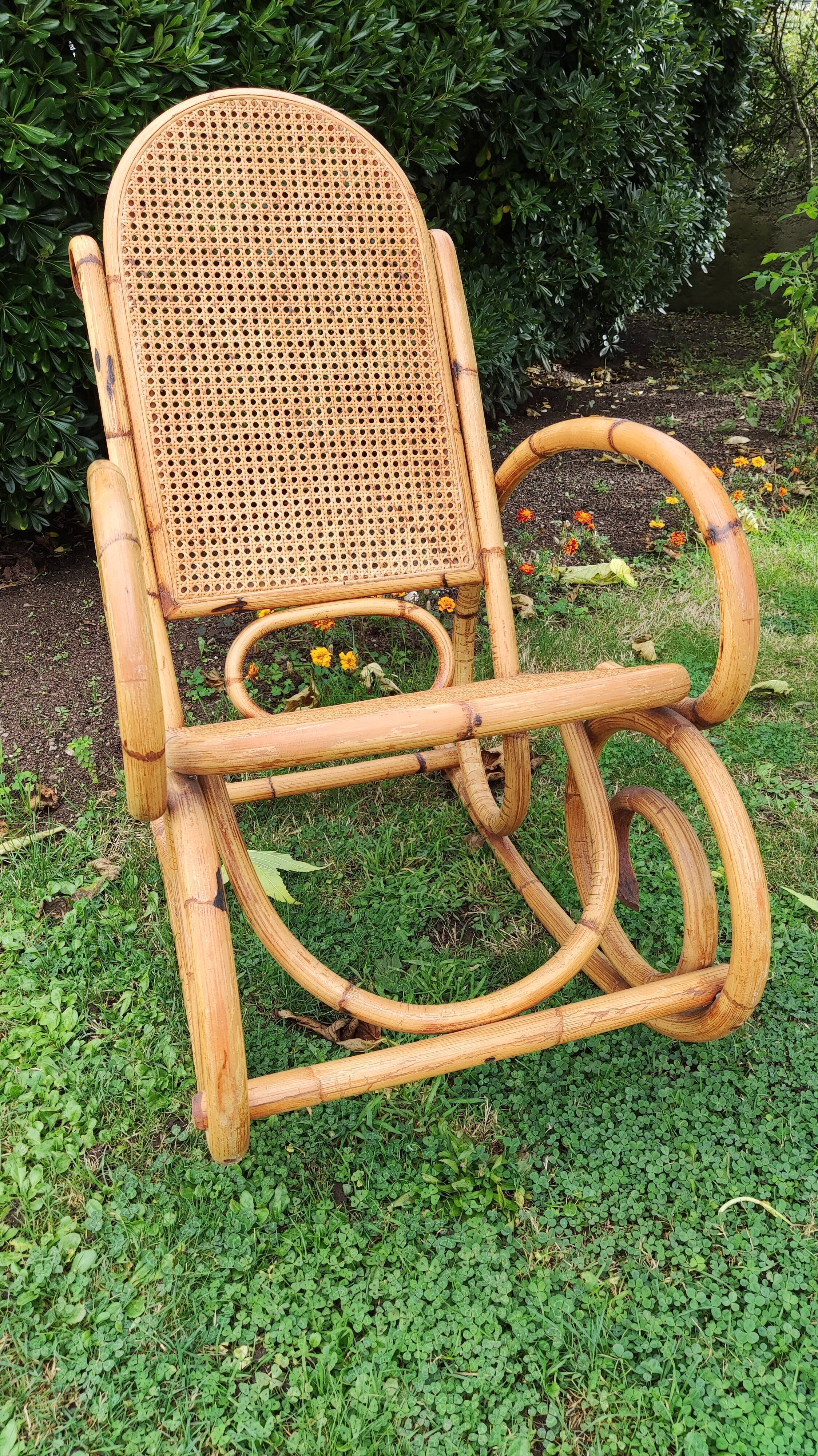Rocking chair bamboo cannage